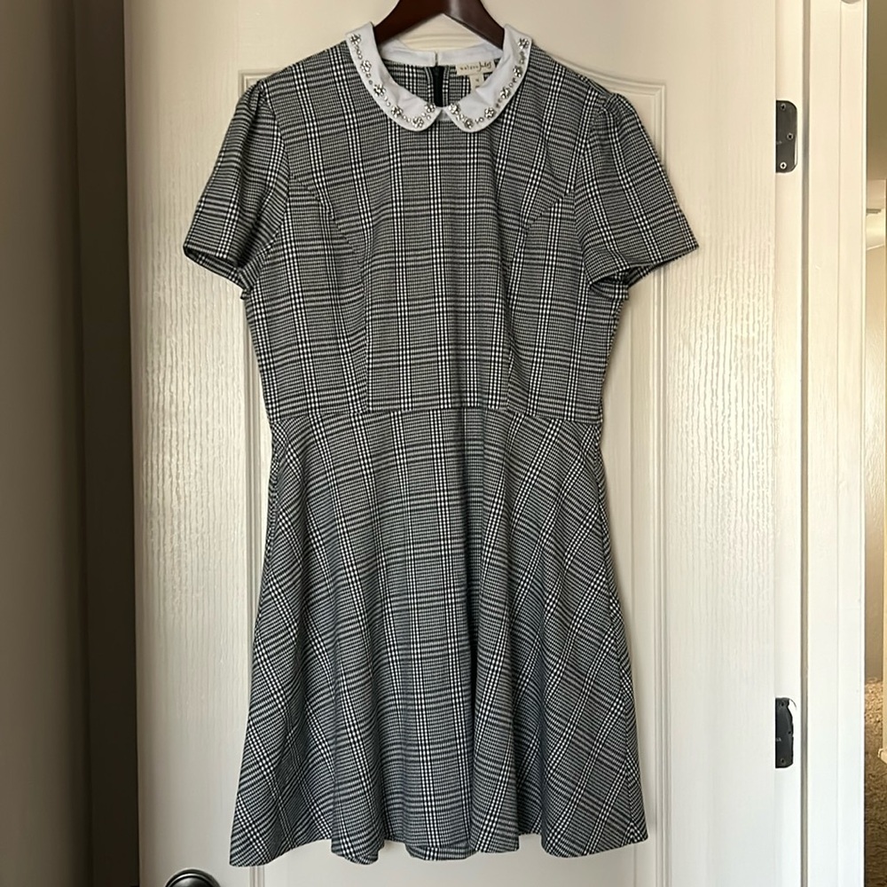 Maison Jules Plaid Black and White Dress